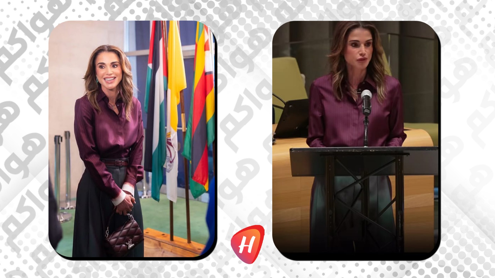 إطلالة الملكة رانيا في نيويورك.. حضور دبلوماسي بأناقة البورغندي الفاخر