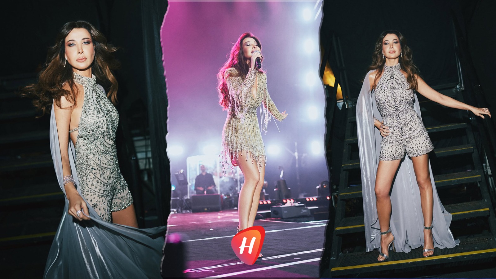 نانسي عجرم هالة فضية في ليل جاكرتا بتصميم جان لويس صبجي