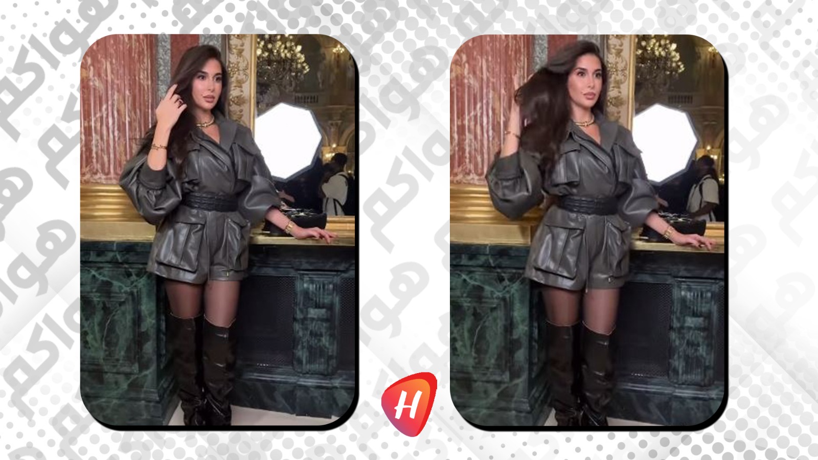 ياسمين صبري تمزج صلابة الجلد بجرأة الشورت في عرض Balmain