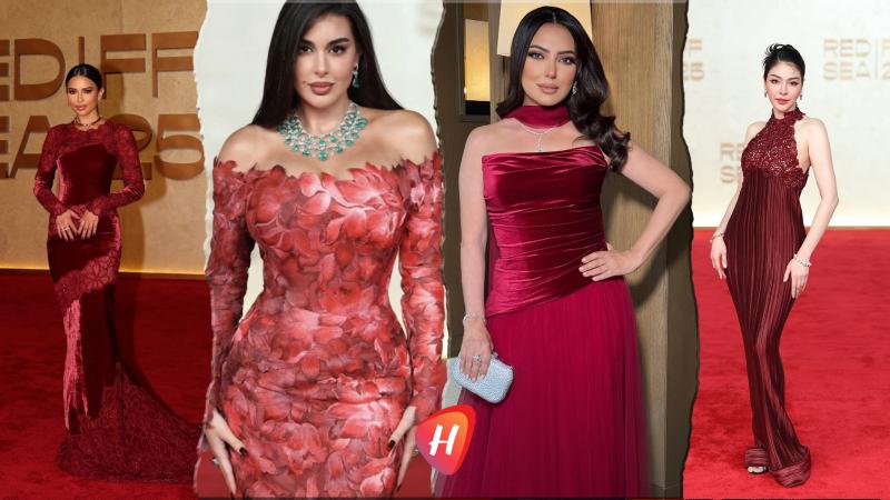 البرغندي يفرض سحره .. من فاي بارايا إلى أمل عرفة وياسمين صبري في مهرجان البحر الأحمر