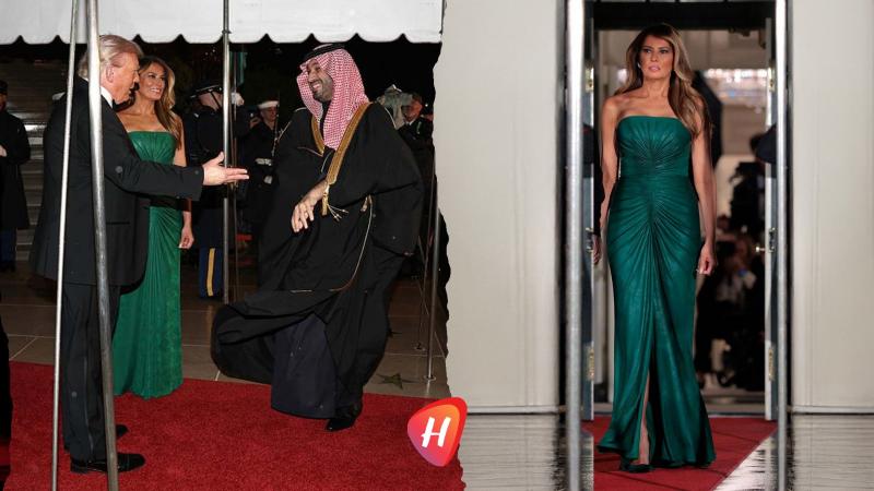 ميلانيا ترامب تخطف الأنظار بفستان إيلي صعب أثناء استقبال الأمير محمد بن سلمان
