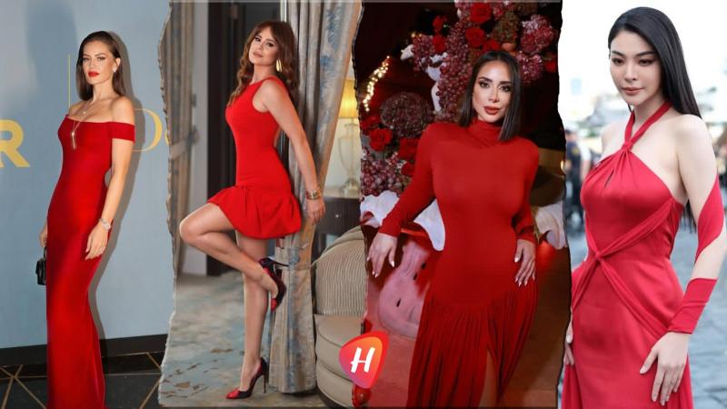 الأحمر يزيّن إطلالات النجمات: من بسنت  شوقي إلى كارول سماحة وفاي بارايا