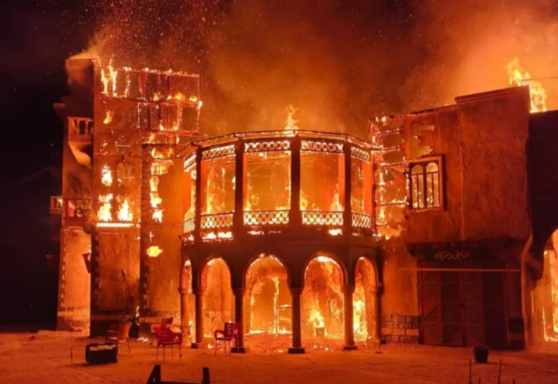 حريق متعمد يلتهم موقع تصوير مسلسل 