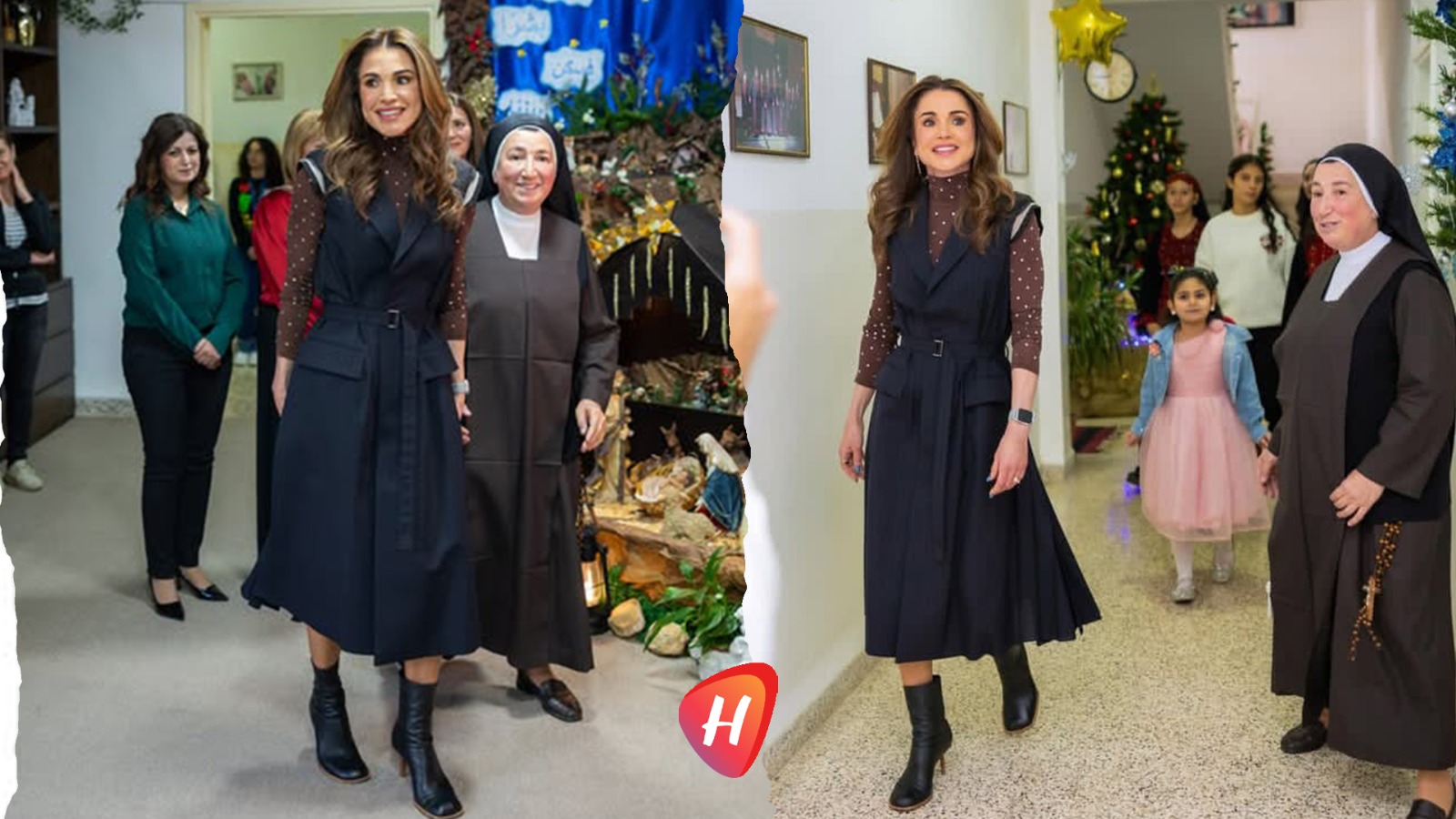 الملكة رانيا… أناقة القلب قبل الثوب في احتفال عيد الميلاد مع أطفال جمعية مار منصور