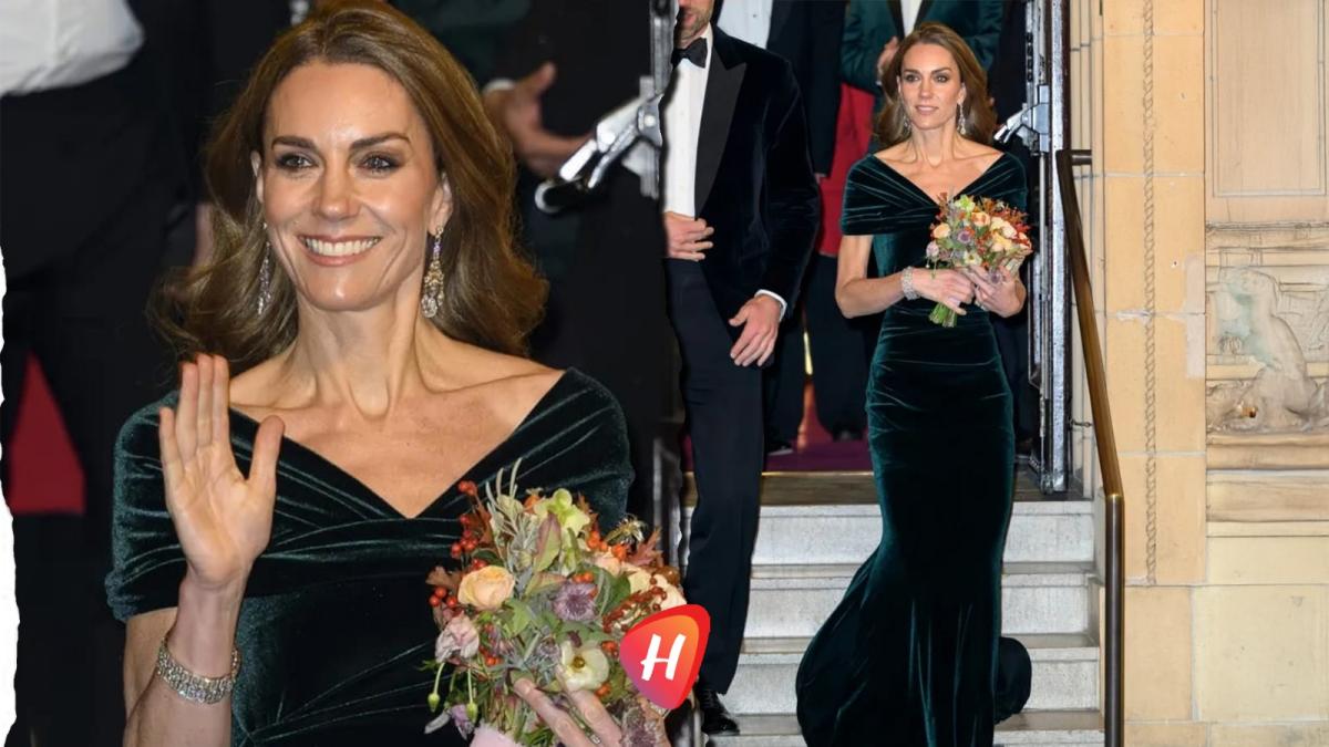 فستان زمردي وسوار ملكي نادر.. تفاصيل إطلالة كيت ميدلتون في Royal Variety Performance(فيديو)