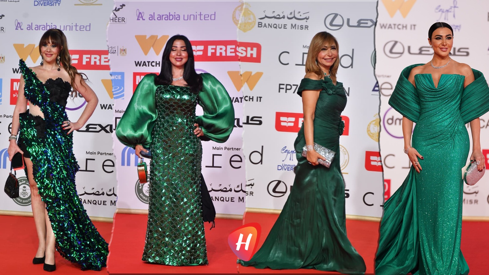 الأخضر يسطع على السجادة الحمراء في مهرجان القاهرة... أربع نجمات يتألقن