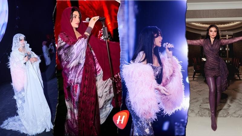 هيفاء وهبي:  تتألق بين بريق الفضة وجلد البرغندي ورونق العباءة في الرياض