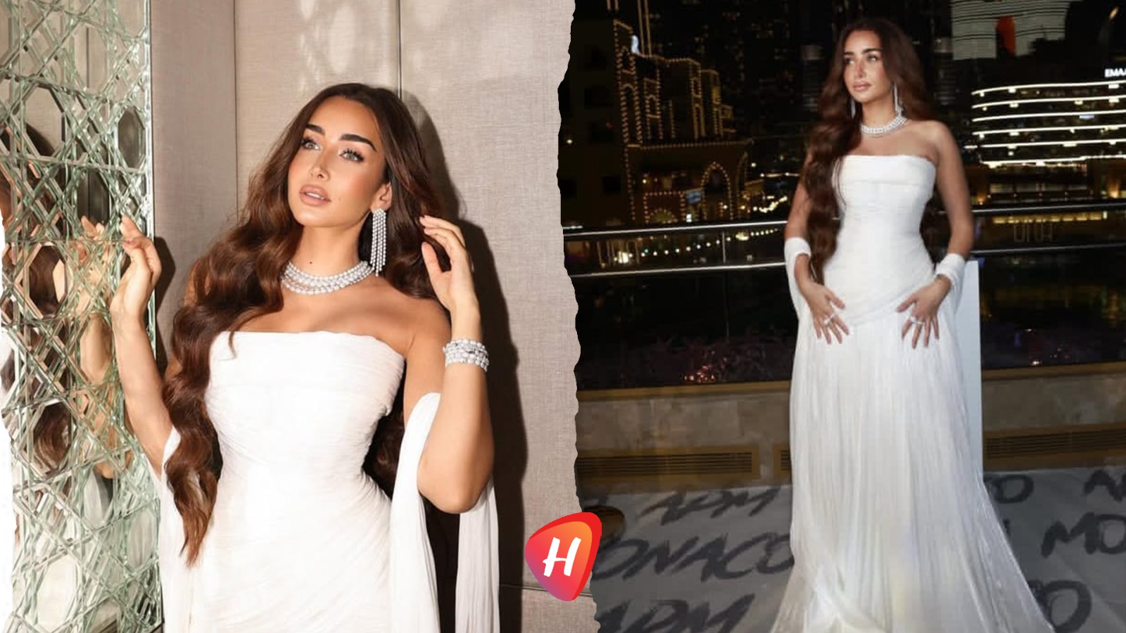 هنا الزاهد سفيرة  مجوهرات في الشرق الأوسط… وإطلالتها البيضاء تسطع بسحر الشتاء