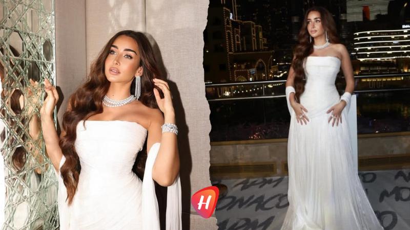 هنا الزاهد سفيرة  مجوهرات في الشرق الأوسط… وإطلالتها البيضاء تسطع بسحر الشتاء