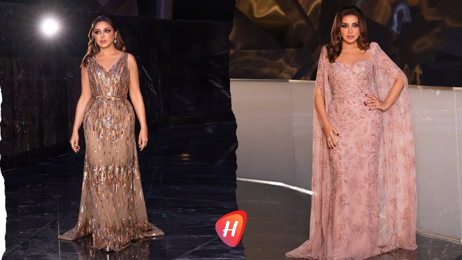 أناقة أنغام تخطف الأنظار بفستانين متجانسين في الكويت