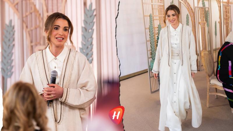 الملكة رانيا بالعباءة.. أناقة تلامس الودّ وتحتفي بالمرأة الأردنية