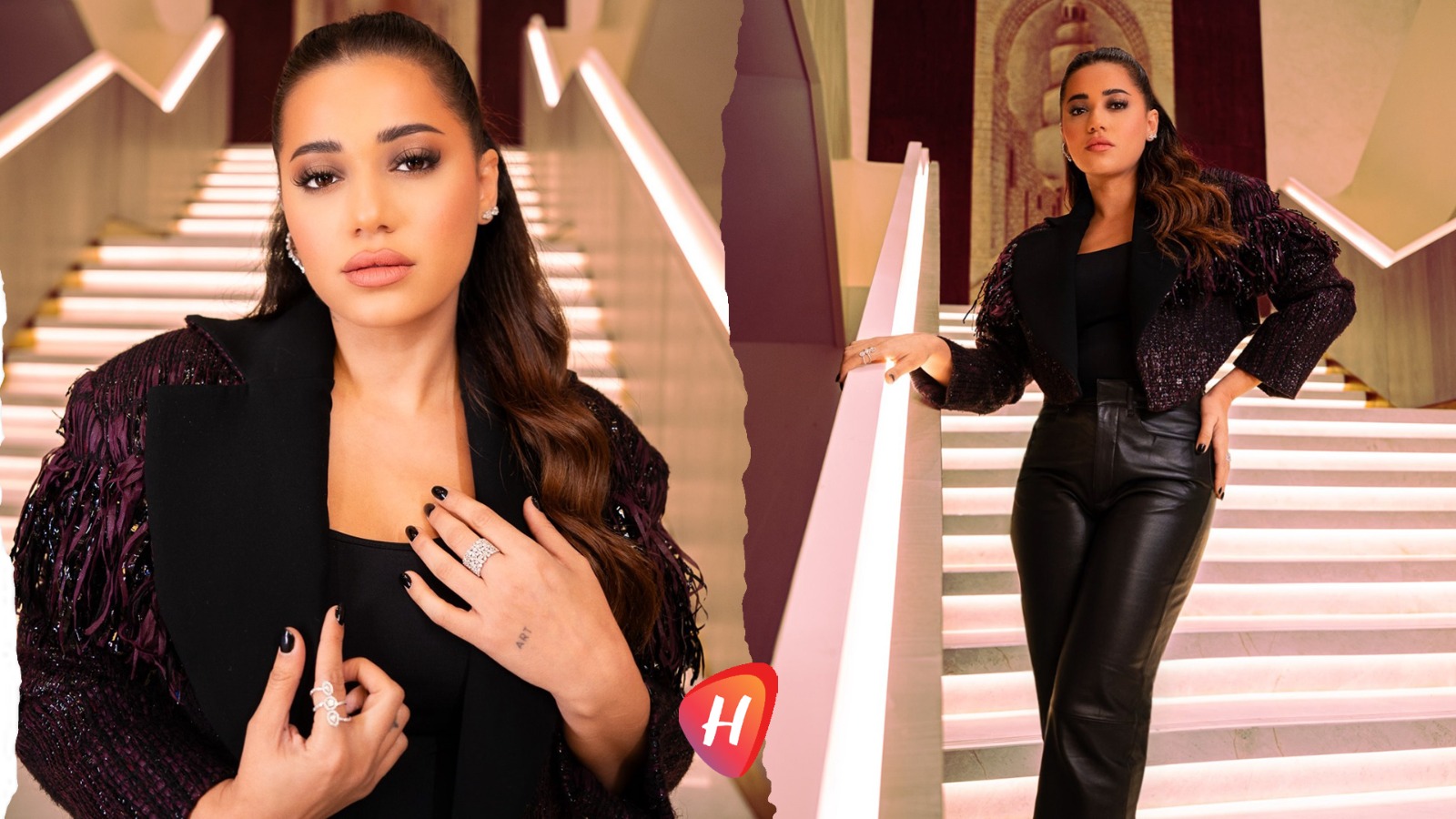 رحمة رياض… بين أناقة الأسود والجلد  وإيقاع جديدها 