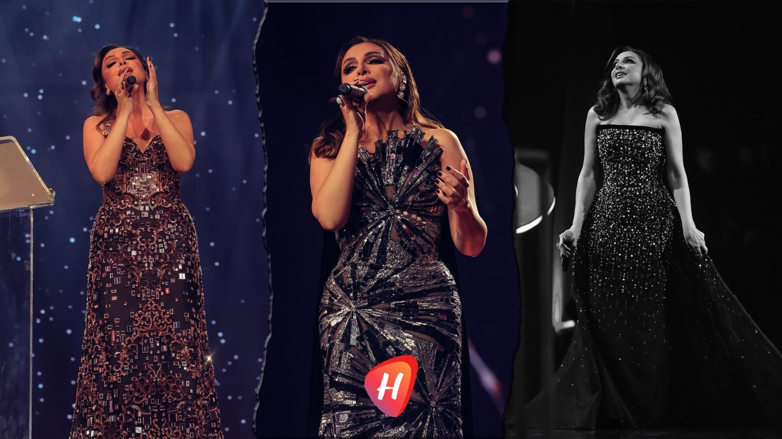 ثلاث إطلالات، لون واحد، صوت واحد: أنغام تتألق ببريق الأسود في 