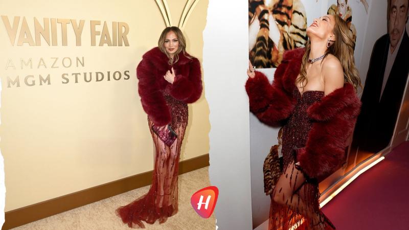 أناقة جنيفر لوبيز تخطف الأنظار في موسم الجوائز 2026 بتصميم خمري من زهير مراد