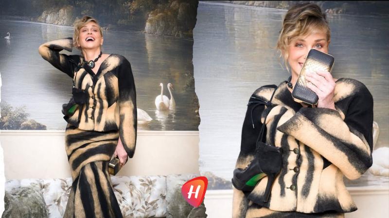 شارون ستون بالفرو والجرأة: السكربينة تتدلّى على كتفها