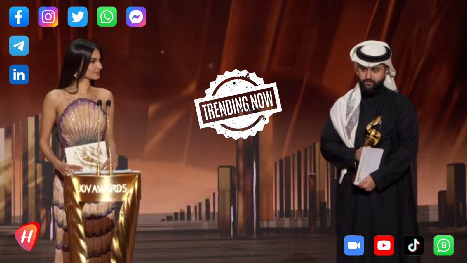 تصرف شونق أبو شايع مع مريم الناصر على مسرح Joy Awards يشعل جدلًا واسعًا بين الاحتراف والالتزام الديني