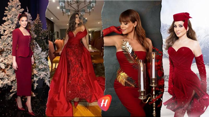 الأحمر يهيمن على إطلالات النجمات في عيد الميلاد..من إليسا إلى هيفاء وهبي