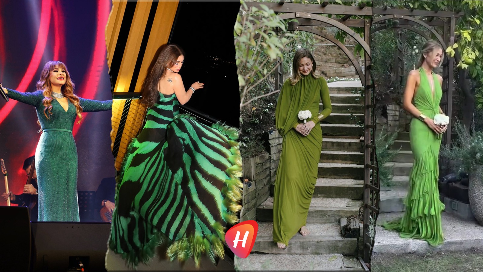 من هيفاء وهبي وكارول سماحة إلى بيلا وجيجي حديد … الأخضر يزيّن إطلالات النجمات في 2025