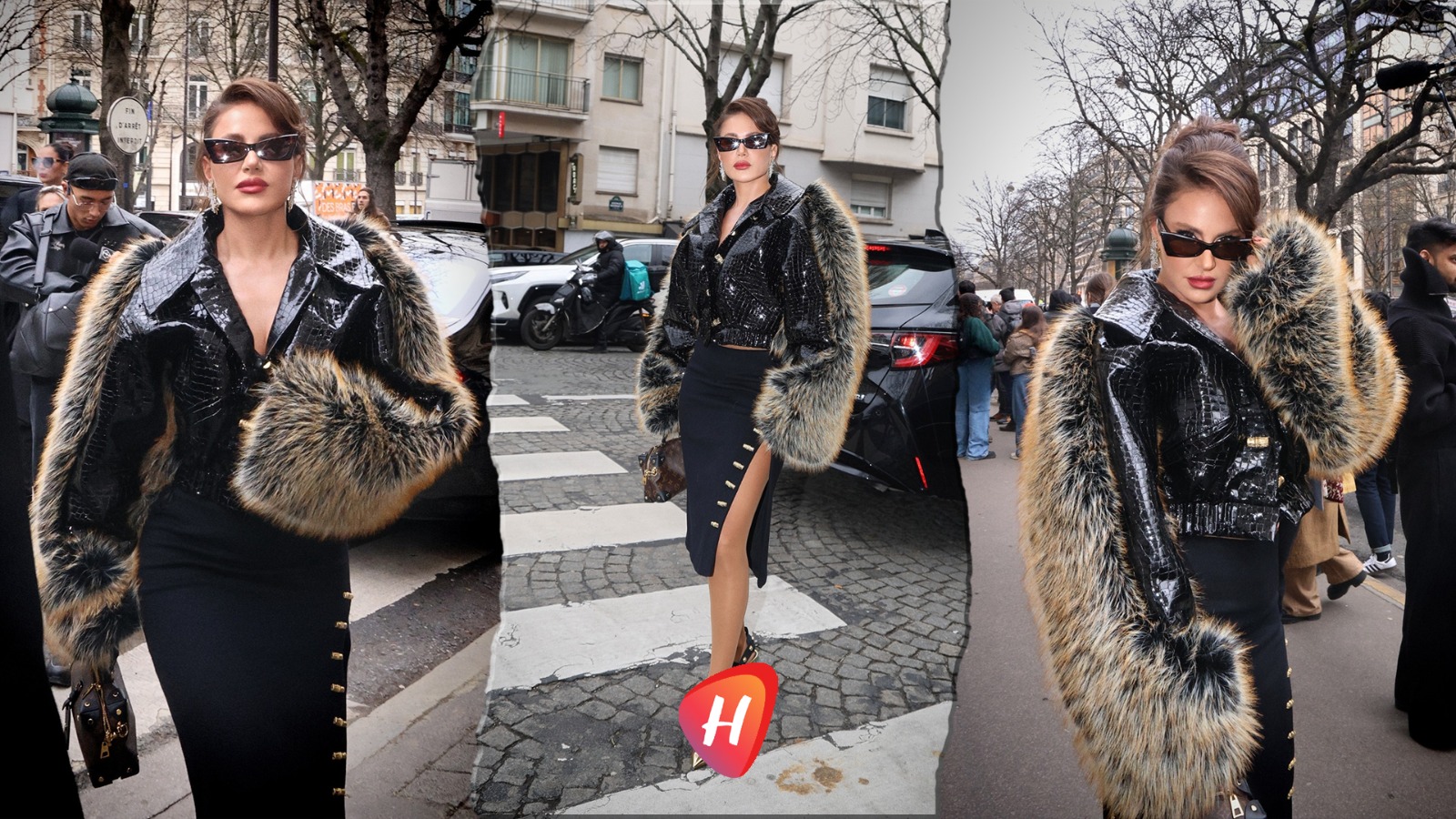 ديما قندلفت بالجلد والفرو والغموض … حضور الأبهة  في عرض جورج حبيقة بباريس