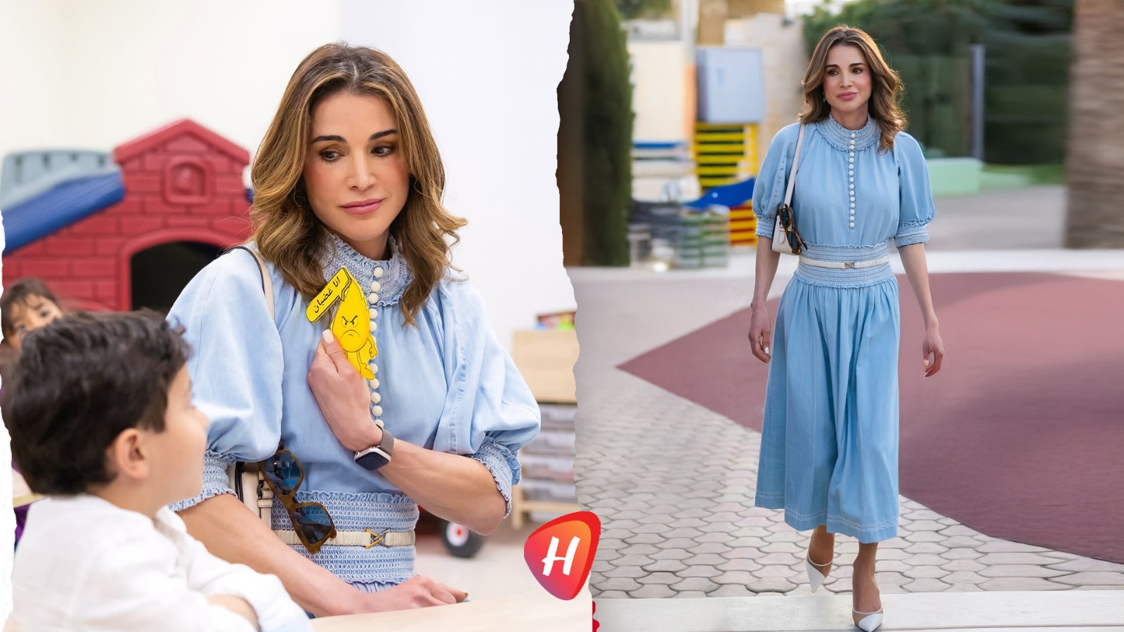 الأناقة الهادئة..الملكة رانيا بالأزرق  من Zimmermann خلال افتتاح مركز زها الثقافي