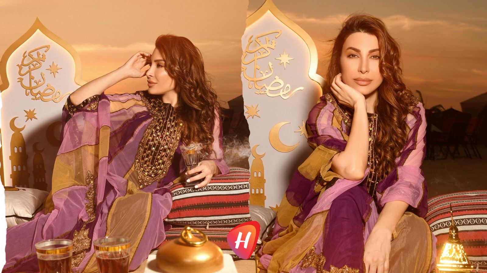 يارا تحتفي بروح رمضان ..قفطان حريري  وتراث نحاسي