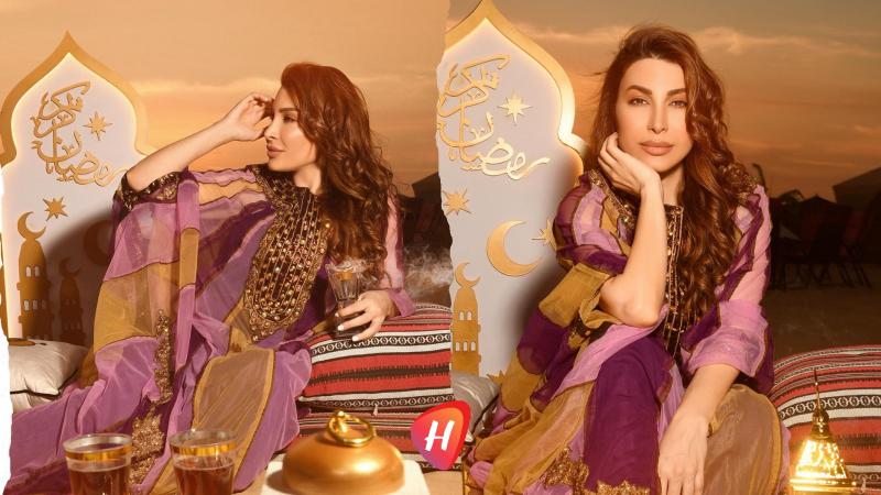 يارا تحتفي بروح رمضان ..قفطان حريري  وتراث نحاسي