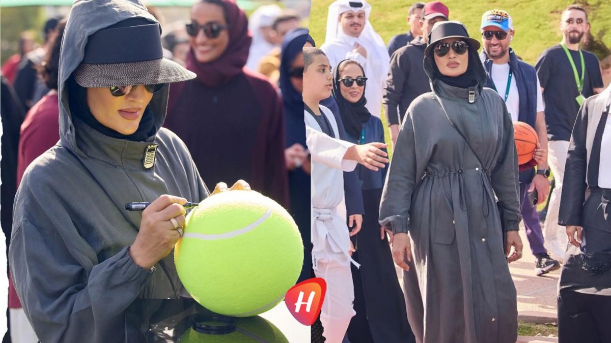 الرمادي الأنيق… الشيخة موزة بإطلالة رياضية راقية