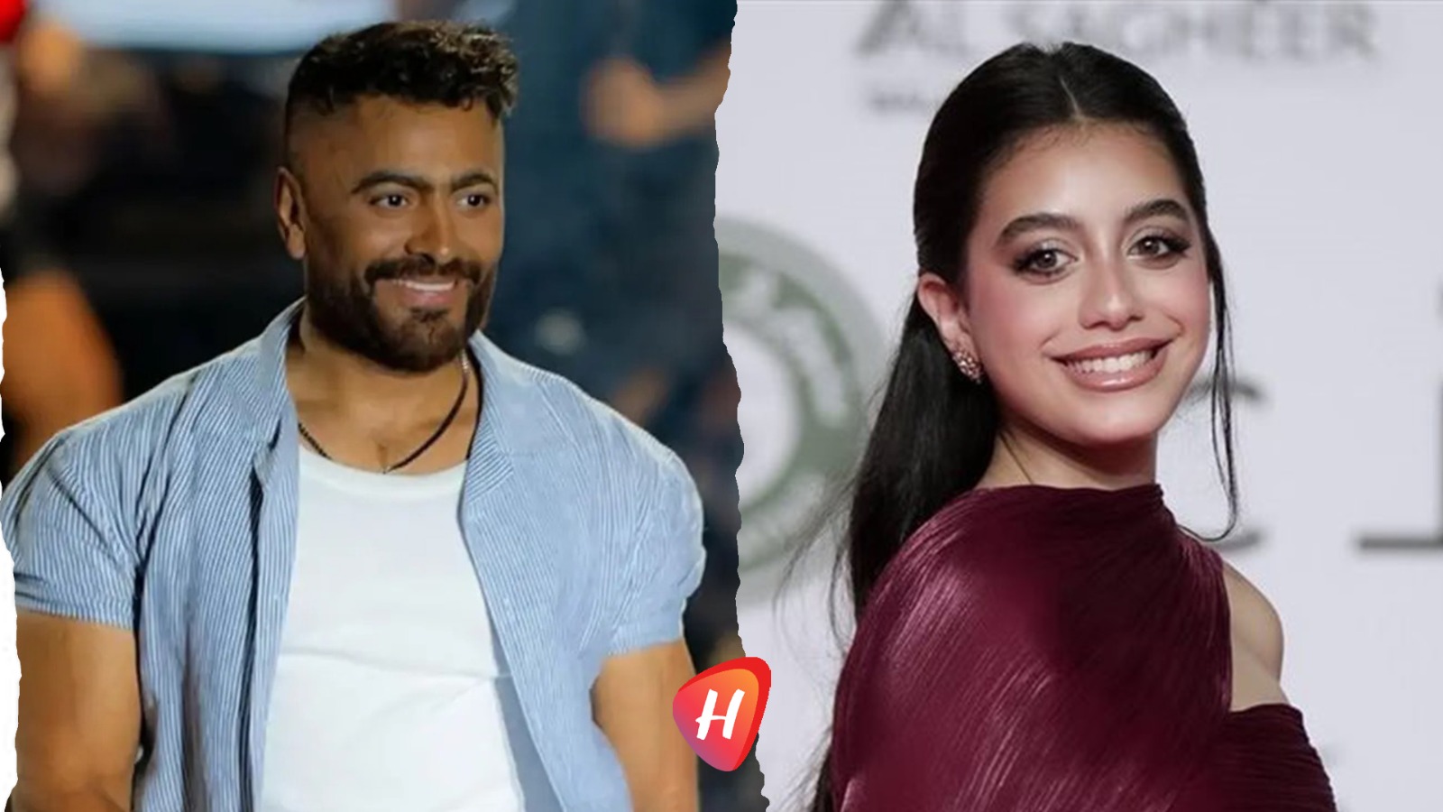 من طفلة حالمة إلى نجمة.. تامر حسني يكشف سر الصورة التي جمعته بـ ياسمينا العبد