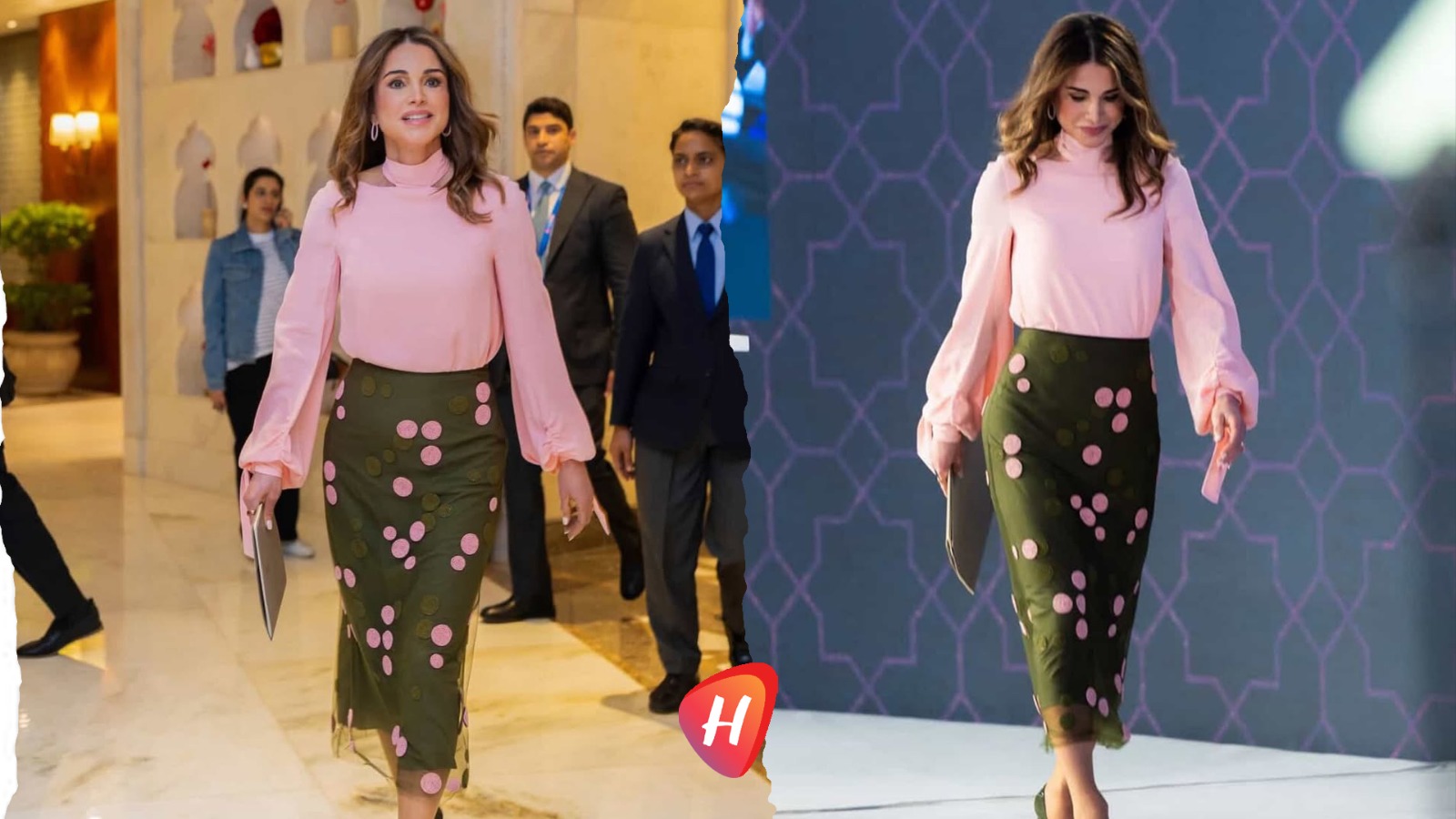 بالزهري والتول المنقّط…الملكة رانيا بإطلالة لافتة في نيودلهي(فيديو)