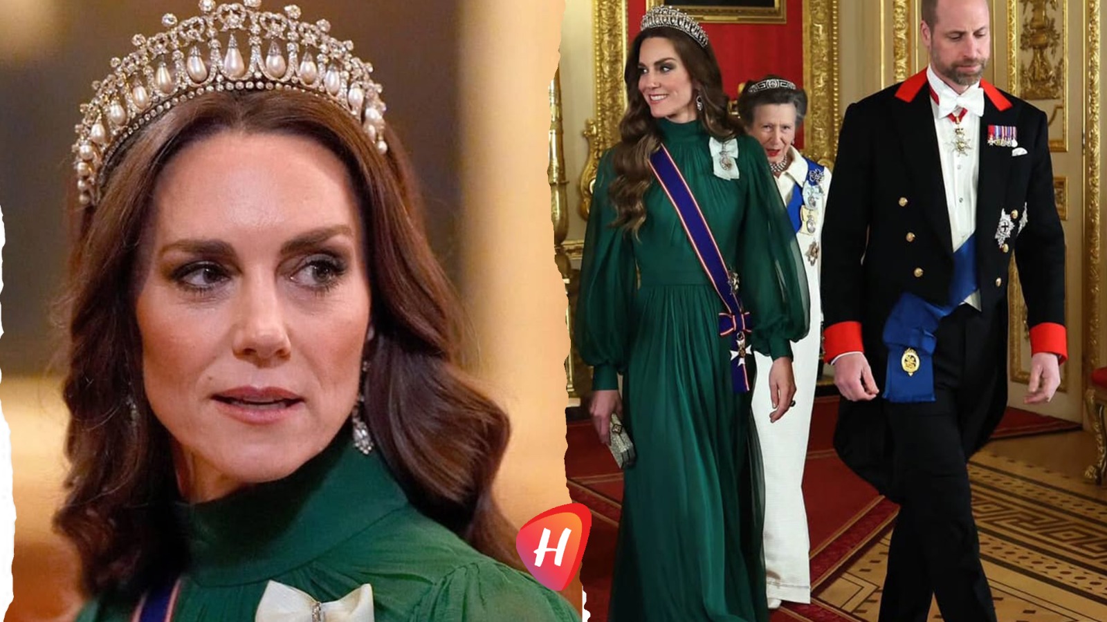 كيت ميدلتون تتألق بالأخضر الملكي والمجوهرات الخالدة في أول مأدبة رسمية لعام 2026