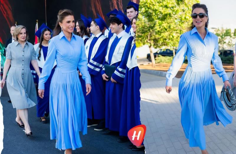 تفاصيل إطلالة الملكة رانيا في حفل تخرج الأكاديمية الدولية..اناقة ملوكية ولمسة اللبنانية