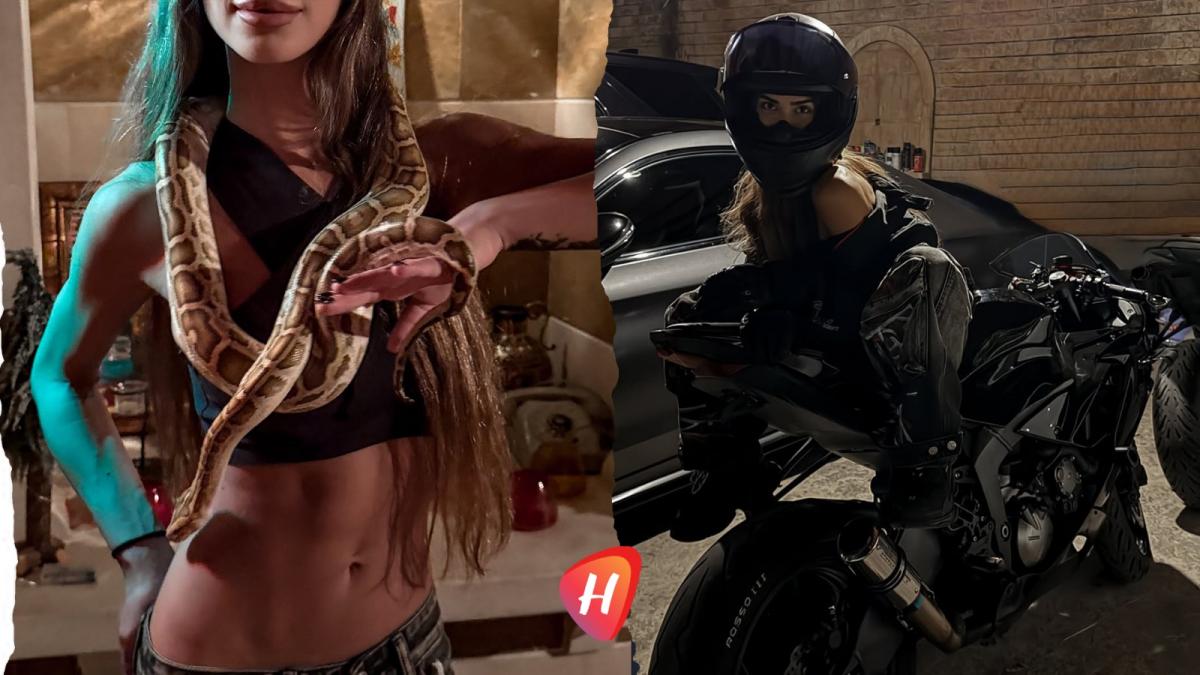 تيا ديب تصنع الصدمة... جلد أسود وأفعى تلتف حول جسدها