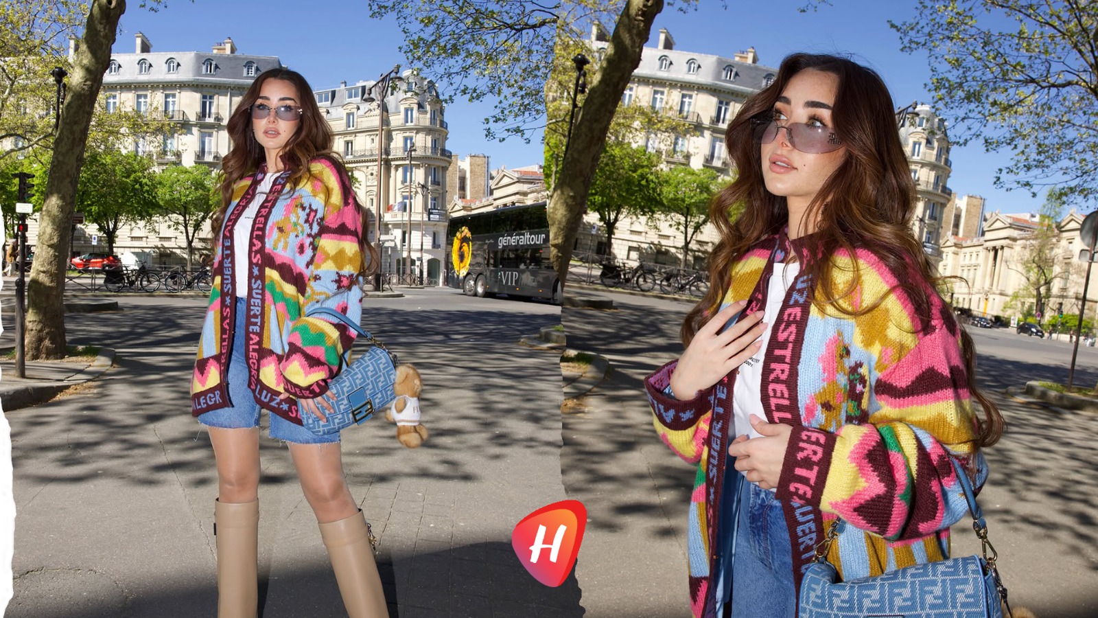هنا الزاهد في باريس..أناقة خريفية  بروح مرحة ولمسات من Gucci وMiu Miu