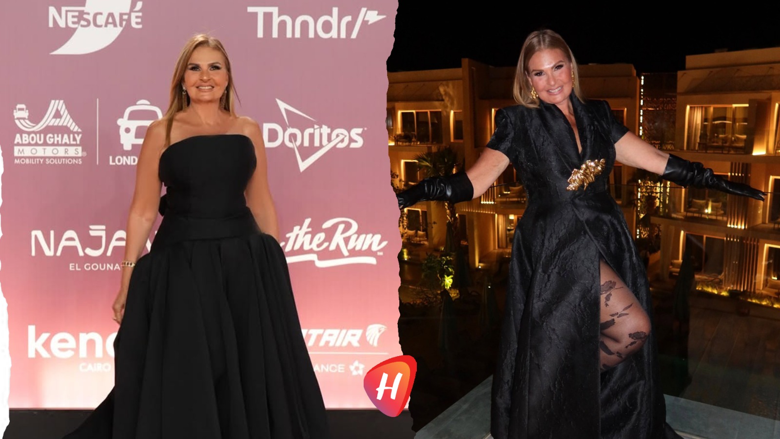 يسرا في مهرجان الجونة:  تعتلي عرش الأسود.. لغة السيادة والغموض