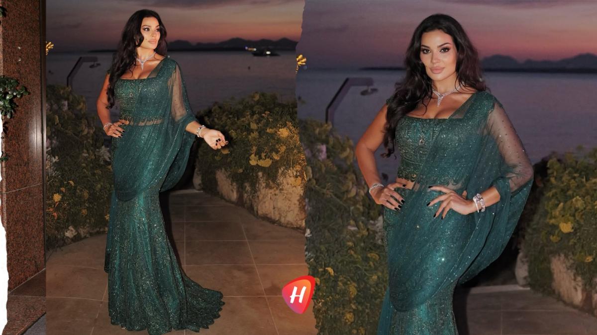 أناقة نادين نسيب نجيم... وهج أخضر بروح هندية
