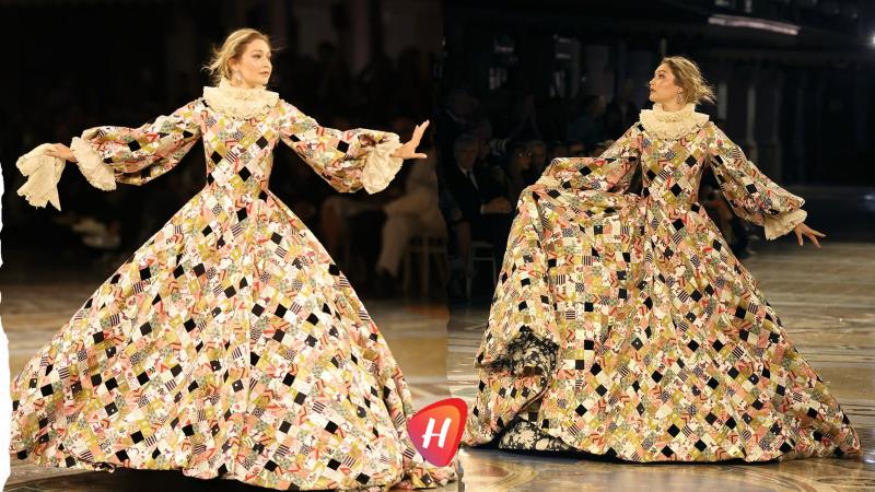 جيجي حديد بثوب فالنتينو... 1680 ساعة من الحرفية تصنع إطلالة من عالم الخيال