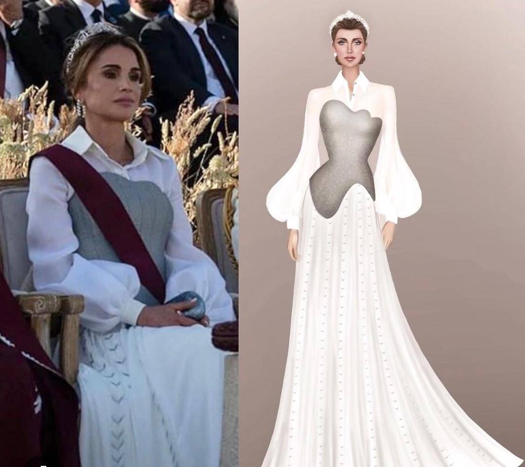الملكة رانيا ترتدي فستان من تصميم ليث معلوف