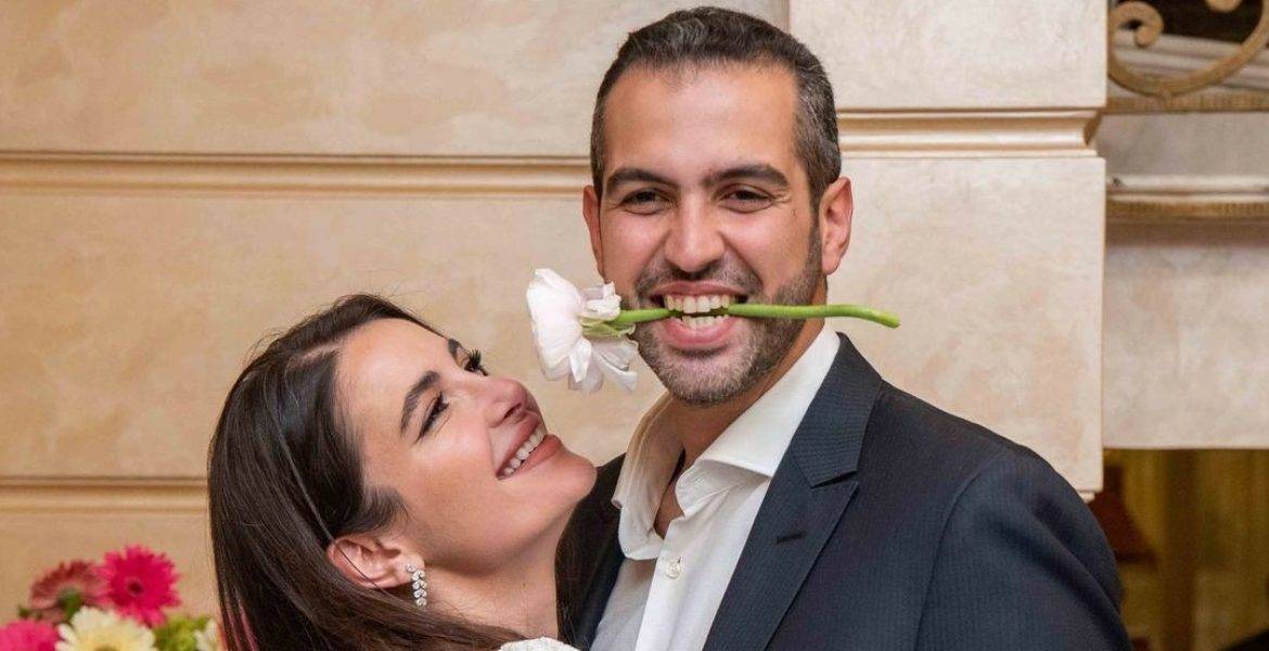 إبنة أصالة تحتفل بزوجها